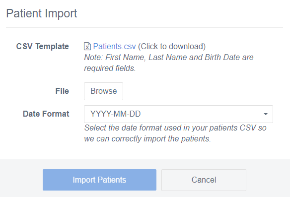 Patient Import Settings
